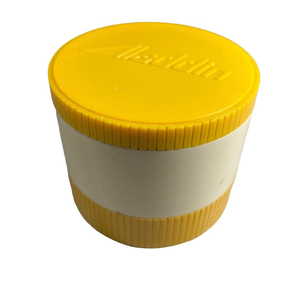ALADDIN Model 7000 Insulated Small Thermos (Vintage) Mustard Yellow & White 6 oz